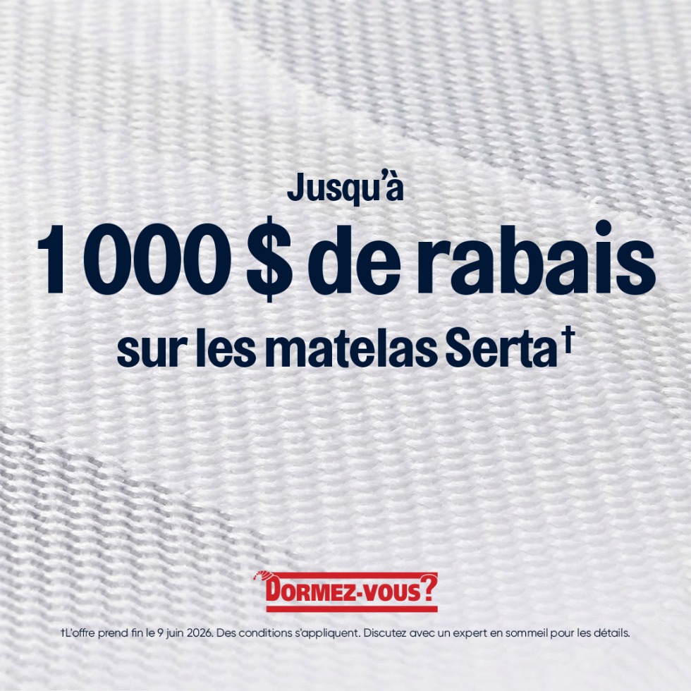 2105, 2105, DORMEZ~2, DORMEZ2.jpg, 225584, https://www.carrefourdelarivesud.ca/wp-content/uploads/2026/04/DORMEZ2.jpg, https://www.carrefourdelarivesud.ca/promotions/obtenez-jusqua-1-000-sur-les-matelas-serta-selectionnes-et-ressentez-la-difference-dun-confort-concu-par-des-experts/dormez2/, , 5, , , dormez2, inherit, 2104, 2026-04-20 18:48:13, 2026-04-20 18:48:13, 0, image/jpeg, image, jpeg, https://www.carrefourdelarivesud.ca/wp-includes/images/media/default.png, 980, 980, Array